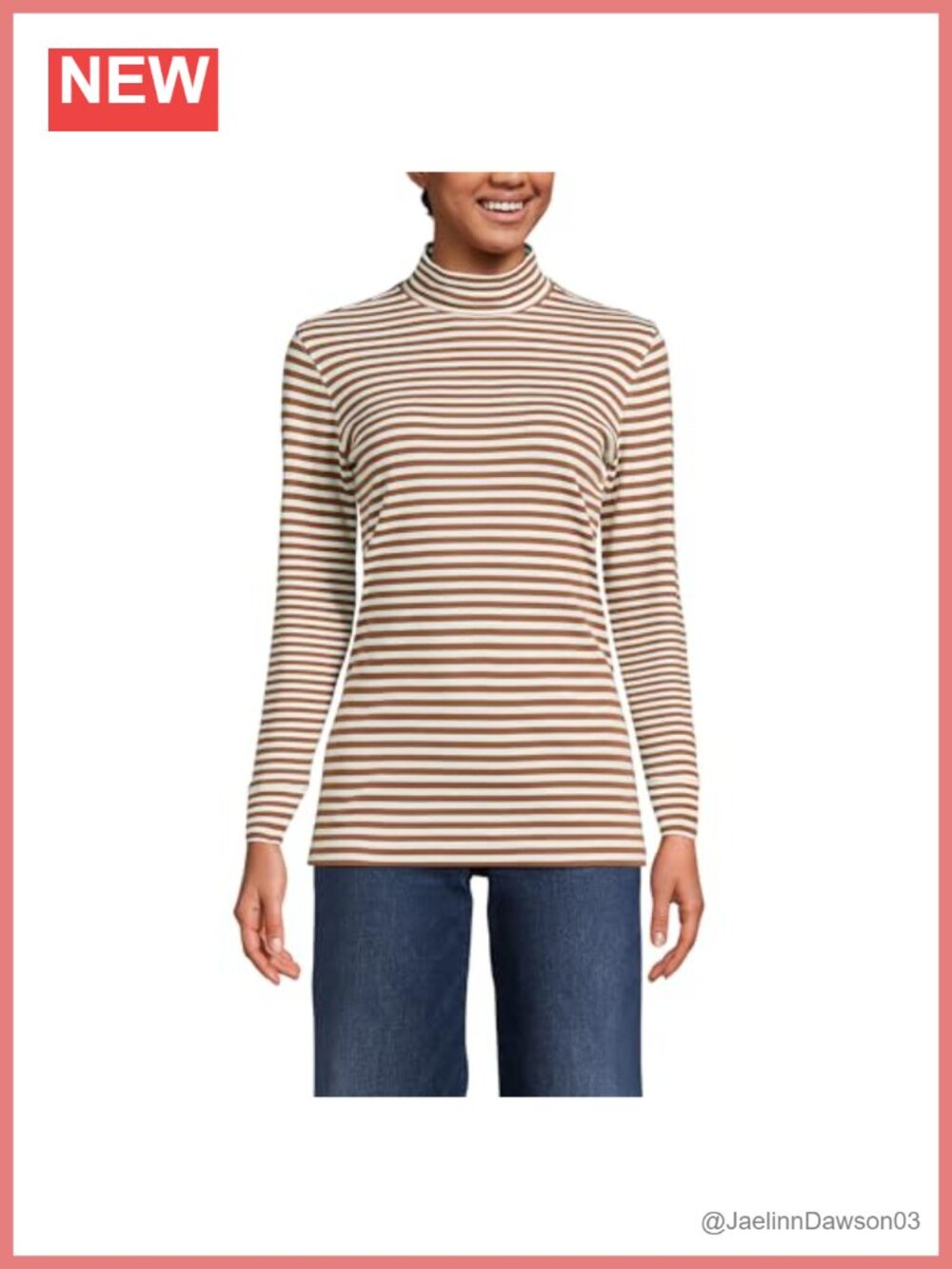 Lands' End Cotton Mock Turtleneck Long Sleeve Pullover Sweater